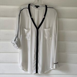 METAPHOR Black Trim Long Sleeves Button Down Shirt Sz XL